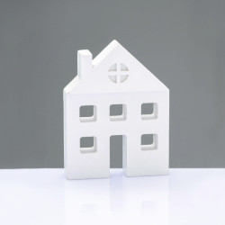^WOODEN DECORATIVE WHITE HOUSE  ΜΟΤΙΦ 10,5*2*8cm^  -X061069